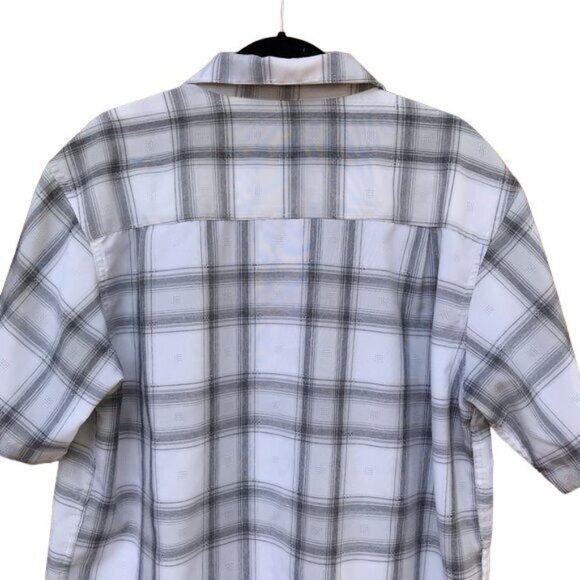 Haggar White Gray Plaid Button Down Dress Casual Mens Shirt Size L - Picture 5 of 8